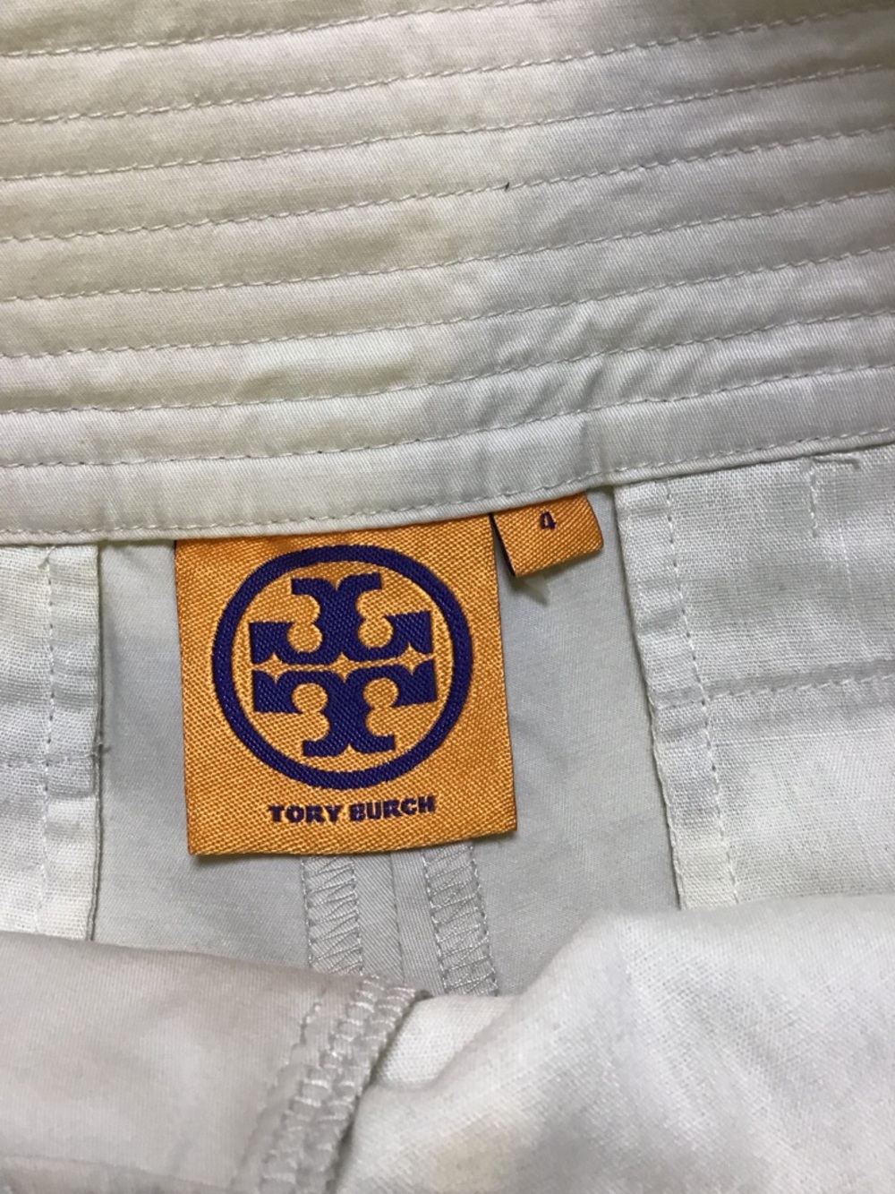 Tory Burch Cream High-Waist Ribbed Band Shorts with Gold Buttons - Picture 5 of 10